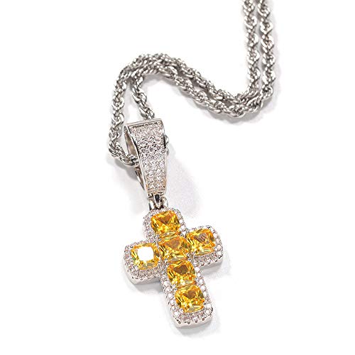Colgante de cruz de oro con cadena de cuerda ideal para regalo de cumpleaños unisex