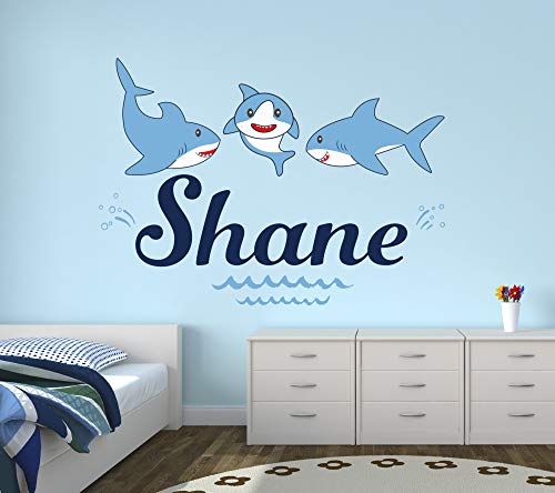 Vinilo decorativo personalizado de tiburón para pared 22"x16"