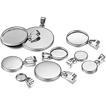 10pcs/lot 6-30mm Stainless Steel Blank Trays Pendant Settings With Clasps Cabochon Base Bezel For DIY Jewelry Making Supplies Blank Base, 6mm