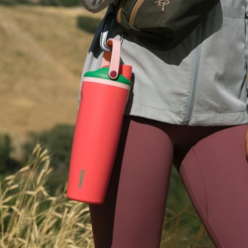 Image of Owala FreeSip Sway Insulated Stainless Steel Water Bottle with Two-Way Spout, Built-In Straw and Bucket Handle, Made for Travel, School, and Sports, 40oz, BPA Free, Leak Proof, Strawberry Fields