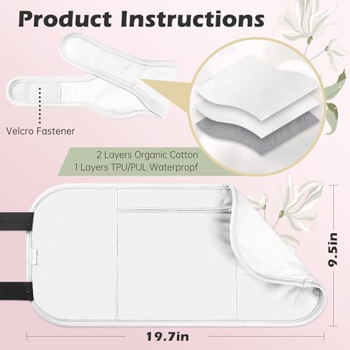 Image of Reusable Castor Oil Pack Wrap for Liver Detox, Castor Oil Wrap for Stomach Less Mess, Elastic Strap Organic Cotton Machine Washable Anti Oil Leak 2pcs, White