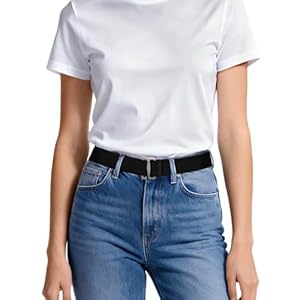 Cinturones elásticos negros para mujer, cinturones elásticos para mujer para vestidos de mezclilla, versión mejorada, cinturón elástico ajustable para mujer, cintura plana invisible