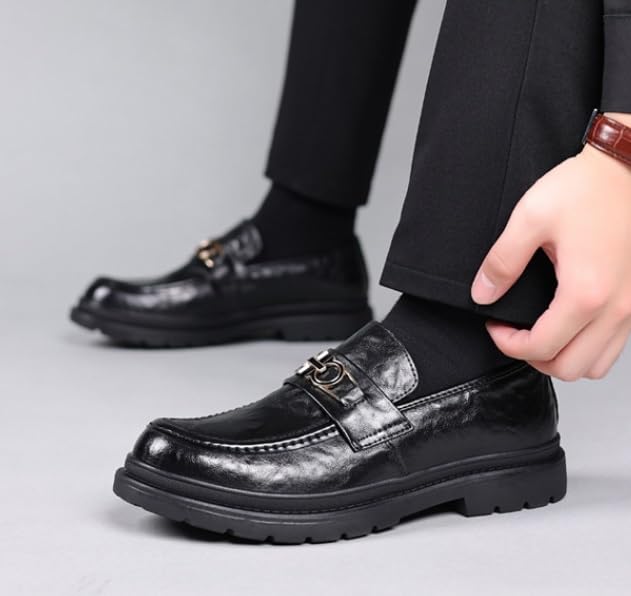 Men’s Slip-On Oxford Shoes Genuine Leather Platform Dress Shoes Business Casual Wingtip Brogue for Men3