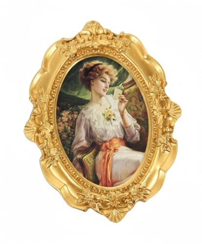SUPVOX Cadre Photo Vintage En RéSine Doré, Mini Cadre Ovale DéCoratif Pour DéCoration IntéRieure Et Accessoires De Photographie