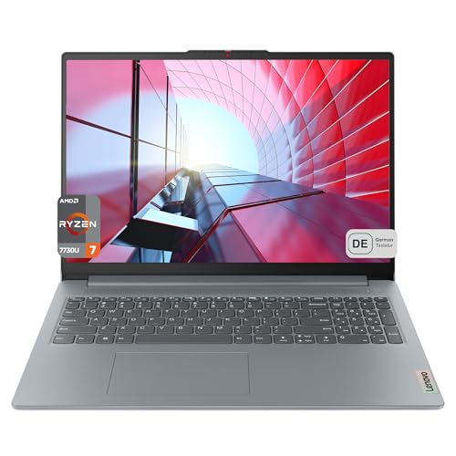 Lenovo IdeaPad Slim 3 Business Laptop AMD Ryzen 7 7730U, 16 GB de RAM DDR4, SSD PCIe de 2 TB, pantalla WUXGA antideslumbrante, tarjeta gráfica AMD Radeon, teclado QWERTZ, FreeDos, gris