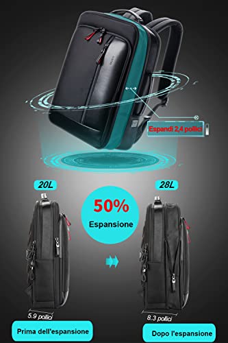 BOPAI Zaino Antifurto Intelligente e Zaino per Laptop Portatile 15.6 Pollici Impermeabile con Ricarica USB Zaino College Casual Viaggio Bussiness, Nero