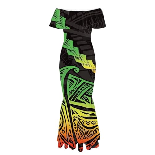 Image of Polynesian for Women S-7XL Off Shoulder Maxi Dress Hawaiian Summer Dresses