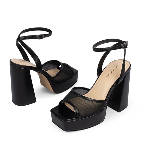Image of Modatope Platform Heels for Women Platform Sandals Womens Chunky Heel Open Toe Pumps Ankle Strap Womens Wedding Party Pumps Shoes