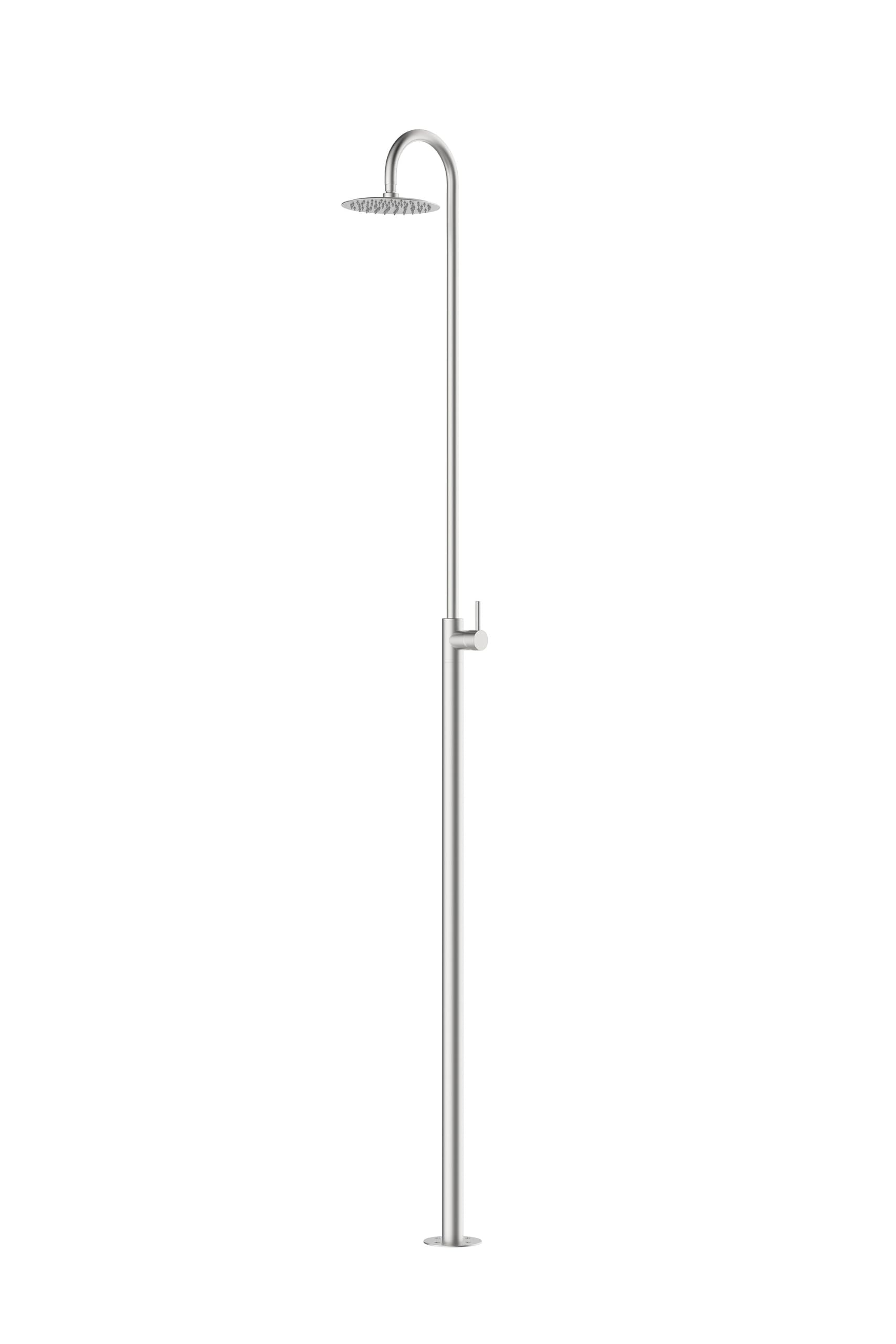 Gartendusche Classic SPRING 229 cm Edelstahl gebürstet Outdoor Dusche mit Regenduschkopf Ø20 cm Pooldusche mit Kaltwasseranschluss inkl. Montagematerial