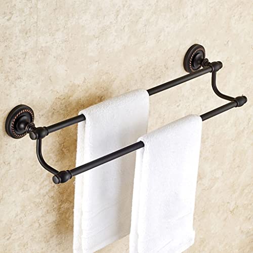 PLMNBQWE Toallero Negro, Barra Simple de Cobre para baño, toallero Americano, Barra para Toallas de baño
