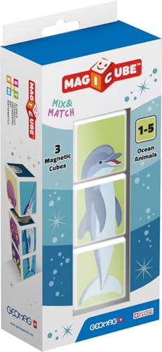 Geomag Magicube 113 - Ocean Animals - 3 Magnetwürfel für Konstruktionen