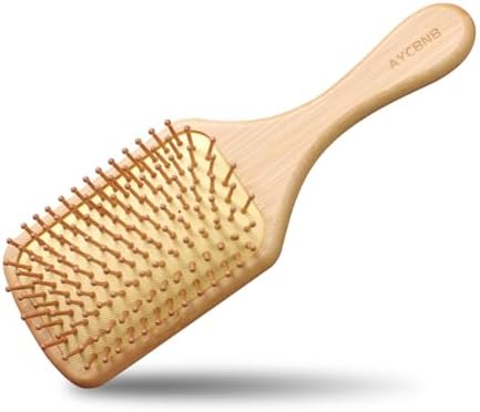 Bamboo Hair Brush with Natural Bamboo Bristles - Detangling Paddle Hairbrush for Women, Men & Kids - Wooden Brush for All Hair Types & Hair Growth