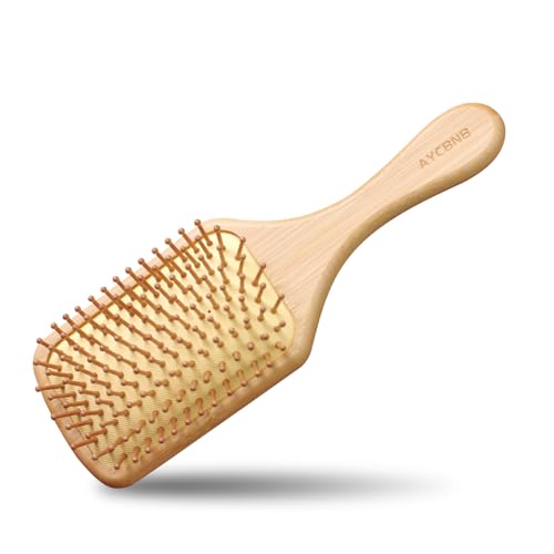 Bamboo Hair Brush with Natural Bamboo Bristles - Detangling Paddl...