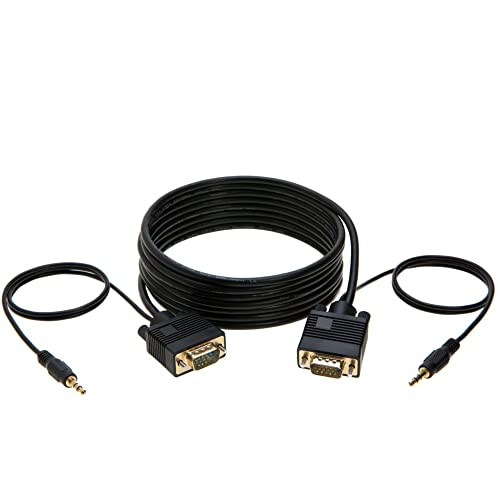 Cables Direct Online 10FT SVGA + Audio Monitor Cable - Male to Male VGA to VGA 1080P for PC, Projector, Laptop, TV