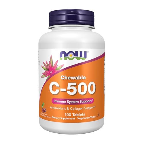 NOW Supplements Vitamin C-500 Antioxidant Protection* Cherry Flavor 100 Chewable Lozenges