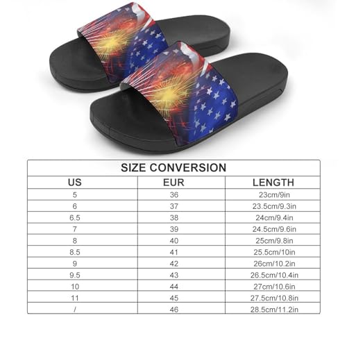 Firework Memorial Day July of 4th Non Slip Slides Sandals for Women Men Quick Drying Shower Shoes for Bathroom Pool Beach2