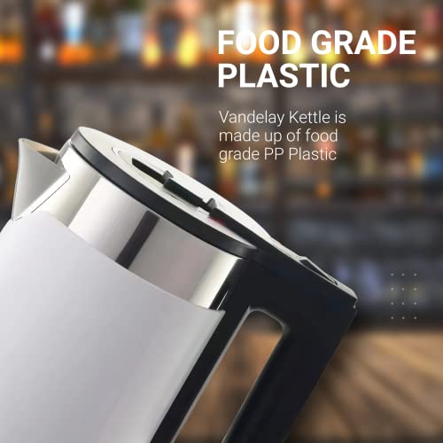 Vandelay Stainless Steel Electric Kettle (1.7L) Double wall, cool