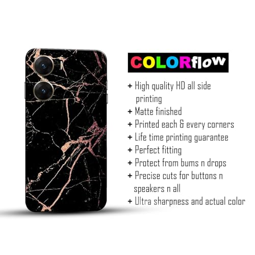 Image of COLORflow Polycarbonate Back Cover Compatible with Vivo V29E 5G | Beautiful Black Golden Marble | Designer Printed Hard CASE Bumper Back Cover Compatible with Vivo V29E 5G