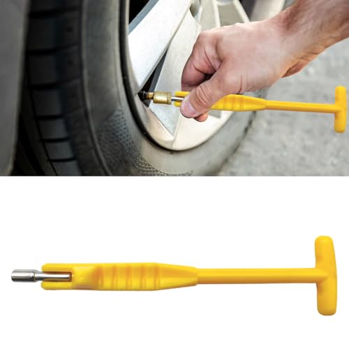 Image of Car Tire Valve Stem Puller /Installer Tool with T Handle, No Scratch Wheel Valve Stem Remover Extender Adapter Replacement, Auto Tire Valve Stem Removal & Installation Repair Tool (T-Yellow)