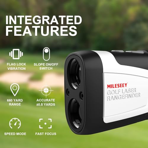 Image of Mileseey Golf Range Finder with Slope On /Off, 660 Yards Range finder with Flag-Lock and Vibration, Legal for Tournament Play, ±0.55yard Accuracy, 6X Magnification, Carrying Case, Free Battery
