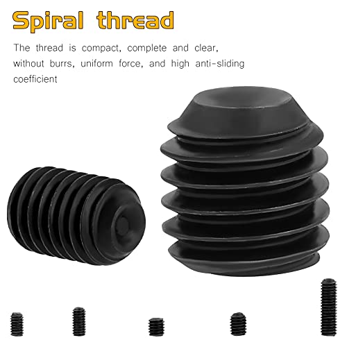 Faankiton 750 Stück Madenschrauben Set, M2.5 M3 M4 M5 M6 M8 Madenschrauben Sortiment Set, Innensechskant Gewindestifte Schrauben mit Inbusschlüsseln, Wurmschraube, Sechskantkopf Schrauben (Black)
