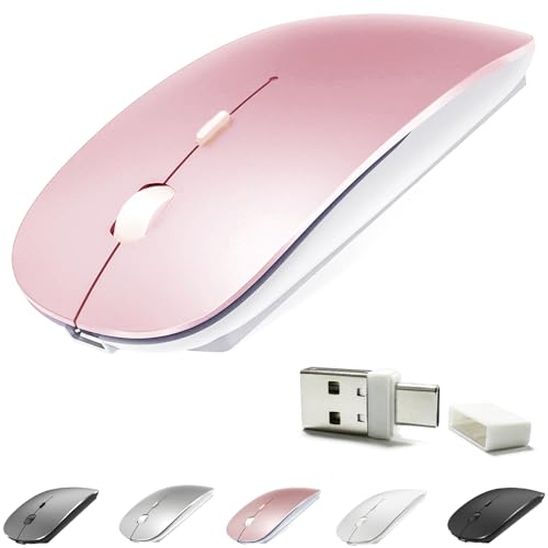 Image of KLO Rechargeable Bluetooth 5.2 /3.0 /Type-C /USB-2.4G Mouse for MacBook /MacBook air /Pro /iPad, Wireless Mouse for Laptop /Notebook /pc /iPad /Chromebook (Rose Gold)