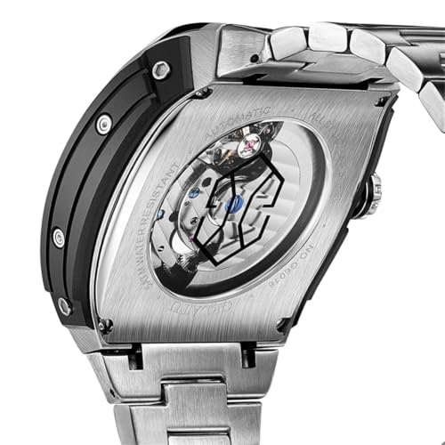 Image of OLEVS Men Automatic Watch Diamond Skeleton Mechanical Original Luxury Self Winding Moon Phase Calendar Waterproof Wrist Watch for Men