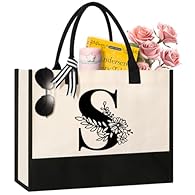 Durable & Spacious: Our Initial Canvas Tote Bag measures 17" x 11.8" x 7.8" and is crafted from heavy-duty 100% natural cotton canvas. Offering ample space while remaining easy to carry by hand or over the shoulder. Reinforced seams and dense thread ...