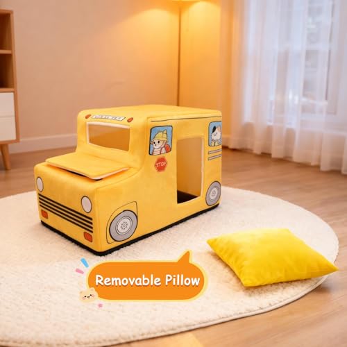 School Bus Cat Bed for Kittens & Small Dogs - Washable & Cozy - Image 2