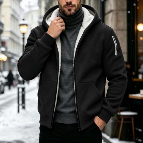 Men's Fleece Jacket Hoodie Sherpa Lined Zip Up Winter Warm Thick Coat - image 5
