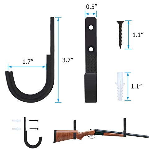 Mind And Action Horizontal Metal Gun Rack And Shotgun Hooks Rifle Hangers Store Rifle Shotgun And Bow, Wall Mount Storage (Black 4 Pairs) #TOP1