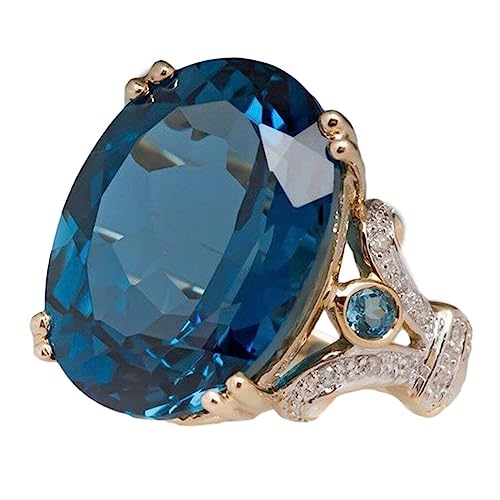Huge Diamond Ring Bridal Shiny Cubic Zircon Ring Jewelry Gift For Women,Blue,12 Durability and professional Durability and professional