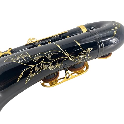 Image of Yinfente Bb Tenor Saxophone Professional Beginner Kit-B Flat Tenor Sax Complete Student Set with Hard Case,Reeds,Cleaning Cloth,Neck Straps,Mouthpiece Black&Gold