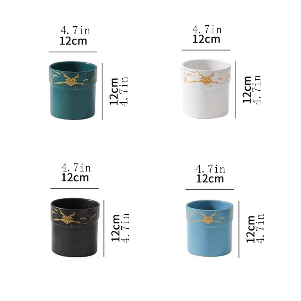 Cylindryczna mała doniczka, ceramiczna doniczka stołowa z otworem drenażowym, do pokoju, na balkon, do biura, parapet, 4 kolory, niebieska