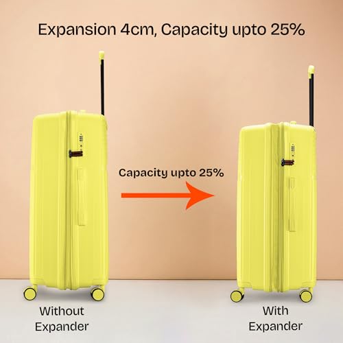 Image of Nasher Miles Krabi Expander Hard-Sided Polypropylene Luggage Set of 2 | 65cm & 75cm | 8 Wheels Medium & Large Trolley Bag for Travel | Suitcase (Yellow)