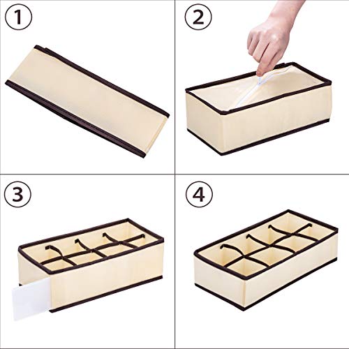 MELLIEX 4-pack ondergoed lade organizer opvouwbare garderobe verdeler organizer voor slipjes, sokken, bh's, stropdassen - Image 6