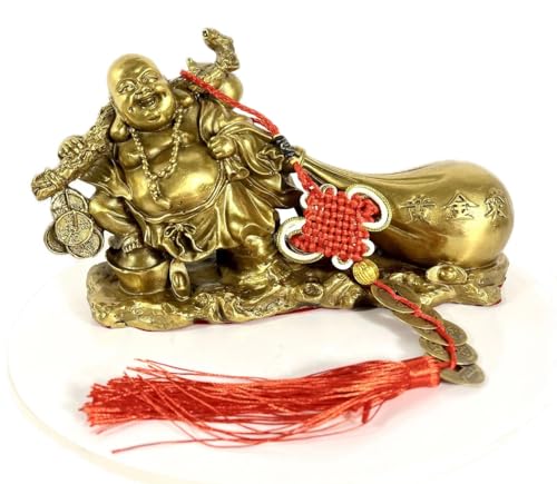 Estatua Feng Shui Buda Risueño de Latón para Decoración miniatura 6