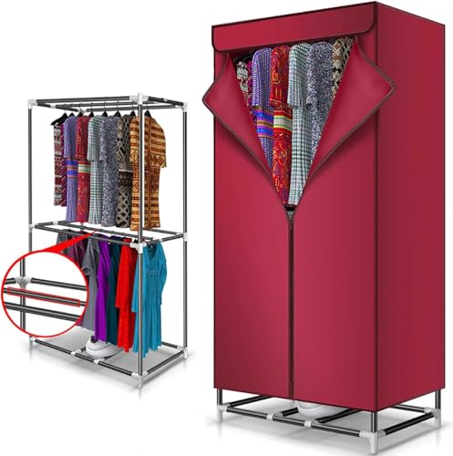 LBLFEBD 2 layer Electric Heated Clothes Airer Dryer Rack,Warm Air Drying Wardrobe,Dries Using Hot Air Fan,180 minute timer,Soon Heated Clothes Drying Pod Cabinet, Load 20KG,1000W