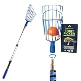 EVERSPROUT 25-Foot Fruit Picker (30+ Foot Reach) | Preassembled, Easy-to-Attach Twist On Basket Design | Heavy-Duty, High-Grade Aluminum Extension Pole | +Bonus Fruit Carrying Bag (1)