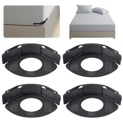 Antetek Bettlakenhalter-Set – Spannbetttuch-Clips und Eckverschlüsse halten Bettlaken an Ort und Stelle, Bettzubehör für King/Queen-Betten – Bettlaken-Organizer und Bettdecken-Clips (grau)