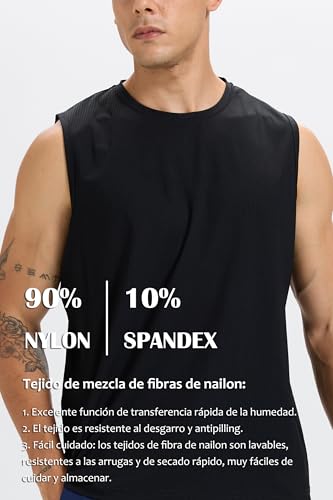 Camiseta sin Mangas para Hombre, Chaleco de Entrenamiento físico, Camiseta Deportiva de Secado rápido para Correr y Gimnasio Negro S