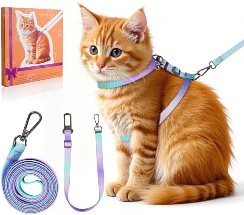 Cat Harness and Leash Set, Collars,Car Seat Belt [4 in 1 Detachable ... - Detachable Leash For Cats With Break-Away Clip