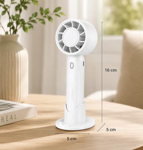 Image of Gismo Mini Portable Handheld Fan, High-Capacity Rechargeable 500mh Battery Powered Personal Fan with 3 Adjustable Speeds, Quiet Small Desktop Fan with Removable Base for Travel, Office, Outdoor & Home