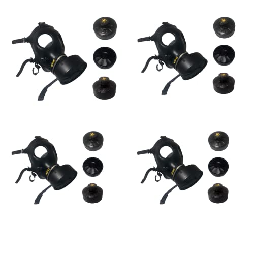 Kyng Gas Mask Face Mask Respirator (4 Piece Combo) Mask Protection W/Premium Black 40Mm Premium Filter Canister For Halloween, Prepping, Emergency Preparedness, One Size Fits All #TOP26
