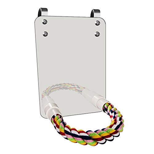 AZXAZ - Juego de Espejos para pájaros con Cuerda para perchar, con Soporte de Espejo, Colorido, para Loros, periquitos, cacatúas, Conos, Pinzas, Jaula de Guacamayo Gris Africano, Juguete para Colgar