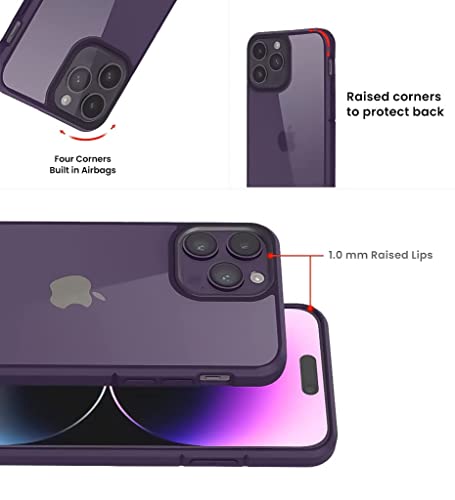 Image of KAPAVER for iPhone 14 Pro Max Matte Clear Case[Anti-Fingerprints ][Anti-Scratch] Frosted Translucent Shockproof Slim Cover 6.7 inches (Matte Purple + Glass)