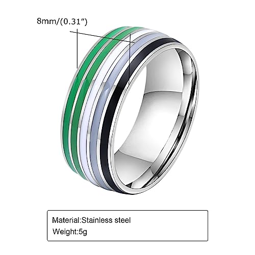 Image of Unisex 8mm Colorful Stripes Pride Ring | Stainless Steel, Unique Cool Enamel, Homosexuals LGBT Gay, Eternity Couple Wedding Band