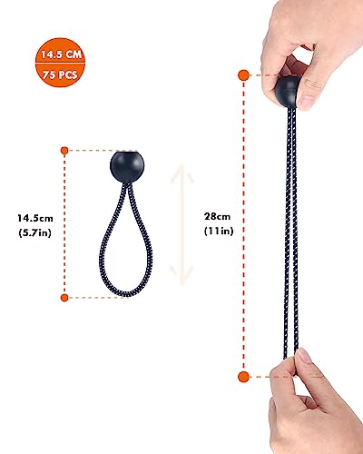 Gorffy Bungee Cord with Balls,75 pcs Tarpaulin Bungee Balls 5.9",Bungees Cord Ball Heavy Duty Bungees Strap Ties with Ball,Elastic Ties Bungee Tie for Tarpaulin,Camping Tarp,Luggage and Household - Image 3