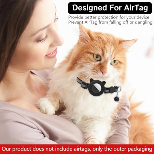 Image of Qpets Cat Collar with Bell, Reflective Safety Collar with AirTag Holder