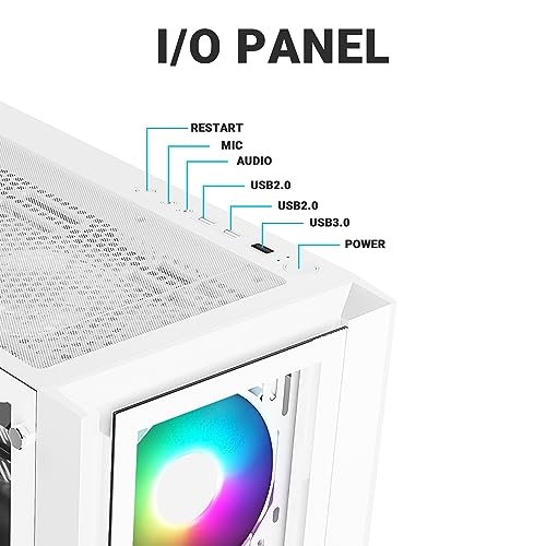 Ant Esports ICE-170TG Mid-Tower Computer Case/Gaming Cabinet - White | Support ATX, Micro-ATX, ITX | Pre-Installed 3 Front Fans & 1 Rear Fan - Image 4
